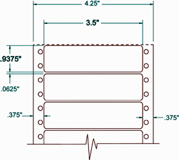 Compulabel® 161458, 3-1/2 x 15/16 Bright Fluorescent Neon Orange Pin Feed Continuous Form Labels, 5,000 Labels per Box