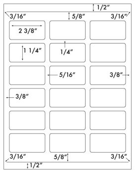 1,800 Blank Mailing "Full Coverage" Address Labels 2 3/8" x 1 1/4"Same size as Avery® 6871 Template - 100 Sheets