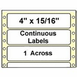 Continuous Computer Labels 5,000 Compulabel® 110755 Continuous Pin Feed Labels, 4 x 15/16 inches,