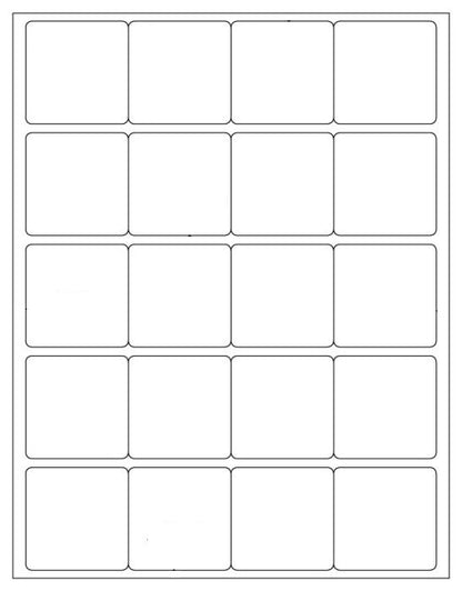 2,000 SQUARE White 2" X 2"  Laser and Inkjet Printable Labels, 20 Stickers per Sheet - 100 Sheets